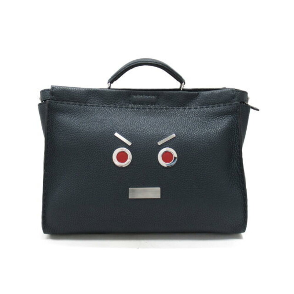 Fendi Peekaboo Handbag Leather Navy Blue Bag Business Work - Picture 1 of 10